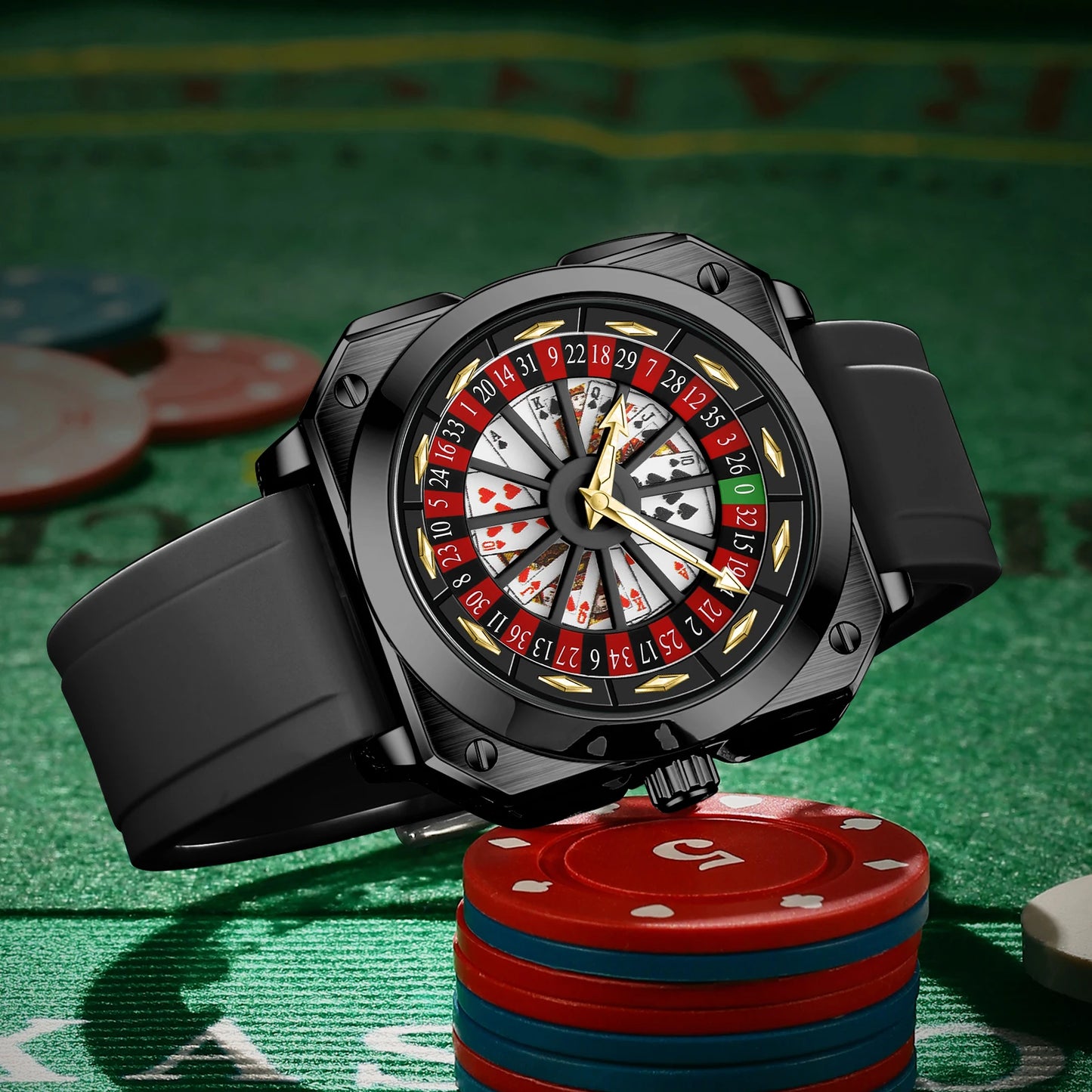 Orologio Uomo al Quarzo Quadrante 42mm Cassa Quadrata Cinturino Silicone