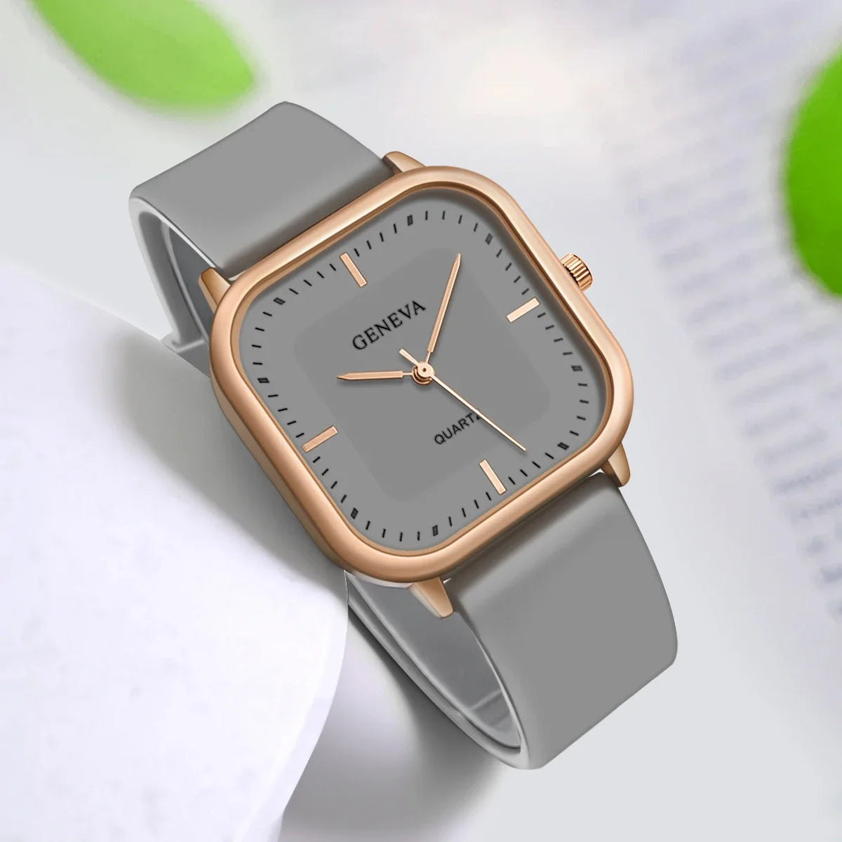 Orologio Donna Quarzo Quadrato Silicone Moda Elegante Casual