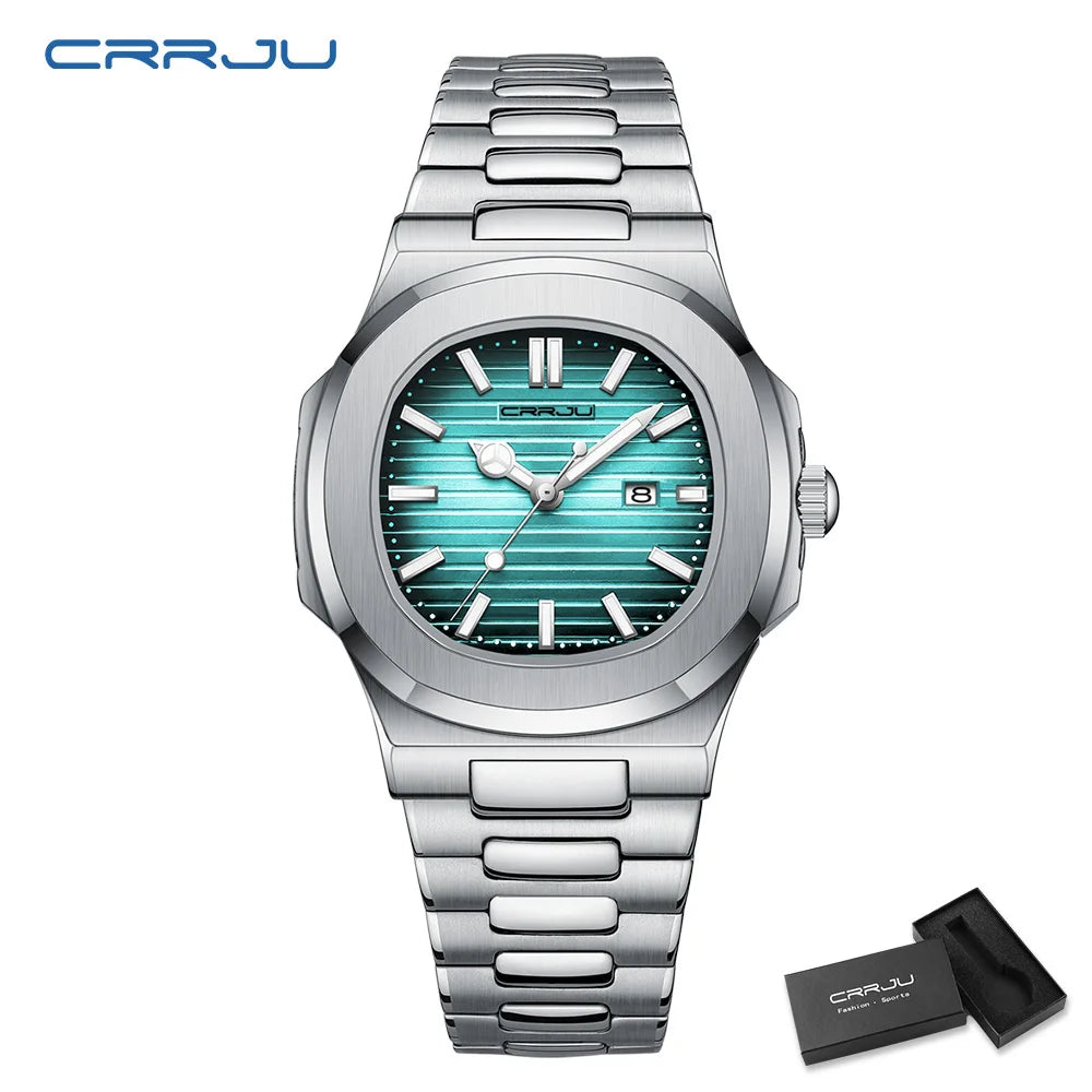 Orologio Uomo Acciaio Quarzo Con Data Moda Casual Elegante Quadrante 39mm