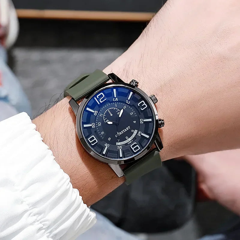 Orologio Uomo Quarzo Cinturino Silicone – Casual Quadrante Rotondo