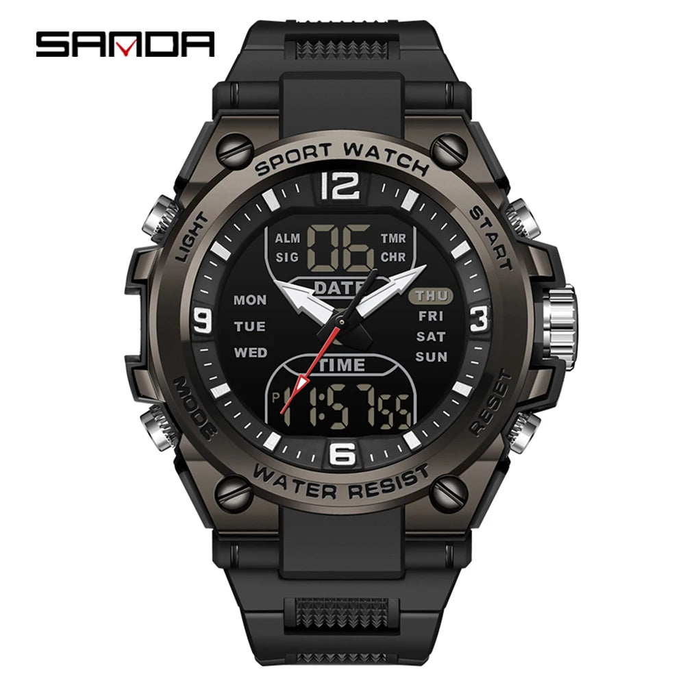 Orologio Sportivo Uomo Quarzo Analogico Digitale LED Cronografo