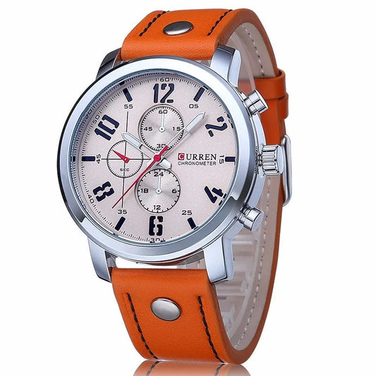 Orologio Uomo Quarzo Cinturino Similpelle Cassa Lega – Elegante Quadrante 45 mm