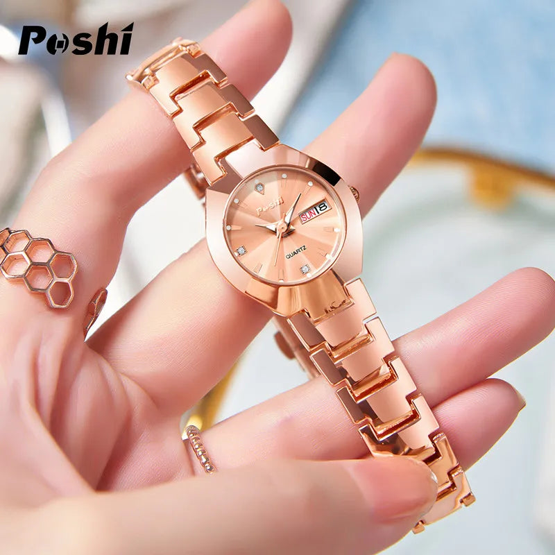 Orologio Donna con Data Elegante Cinturino Acciaio al Quarzo