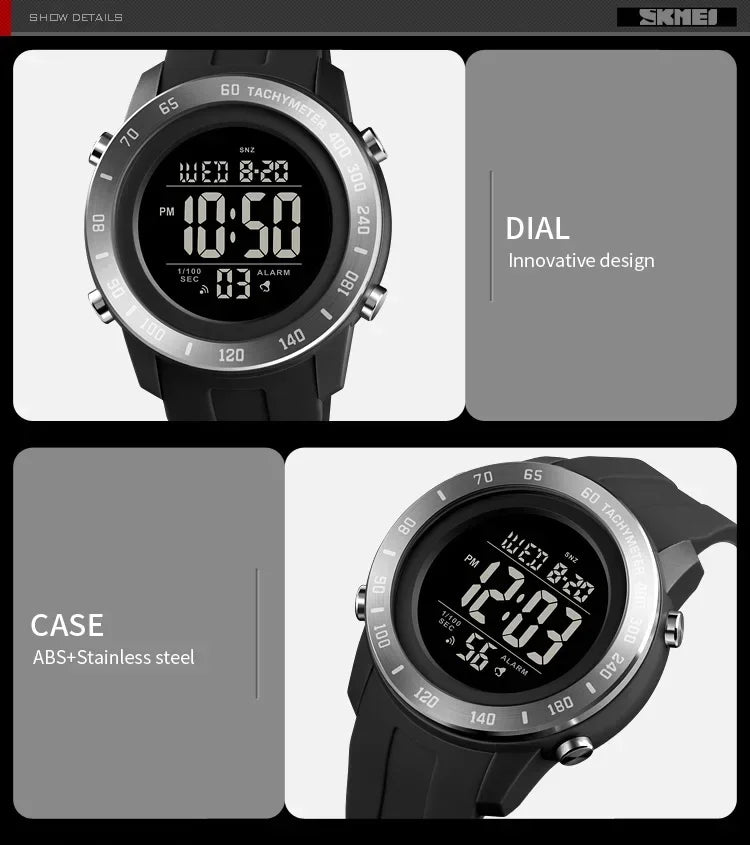 Orologio Digitale Uomo LED – Sportivo Impermeabile Cinturino Silicone Quadrante 50 mm