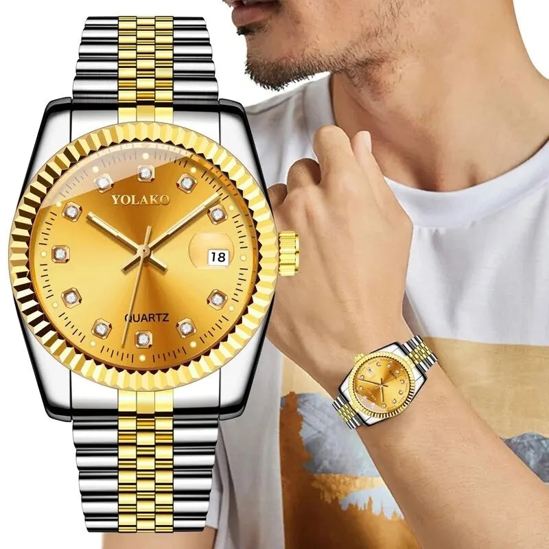 Orologio Uomo Quarzo Acciaio Moda Casual Con Data E Lancette Luminose