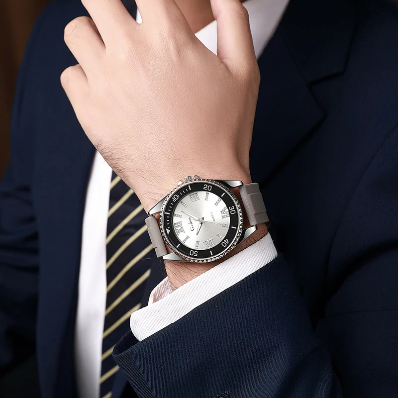 Orologio Uomo Business Al Quarzo Cinturino In Silicone Cassa Lega