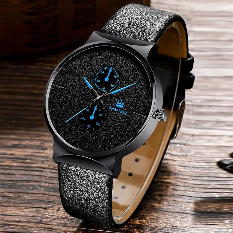 Orologio Uomo Moda al Quarzo con Cinturino Similpelle Elegante con Bracciale