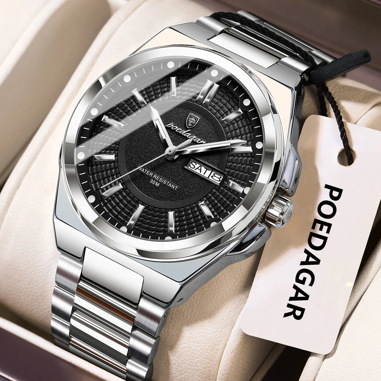 Orologio Uomo Acciaio Quarzo Classico Elegante Moda Casual Data