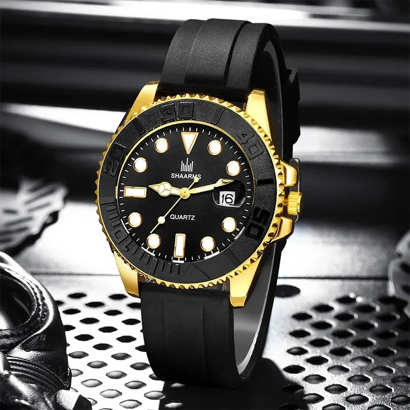 Orologio Uomo Quarzo Casual Business Data Cinturino Silicone