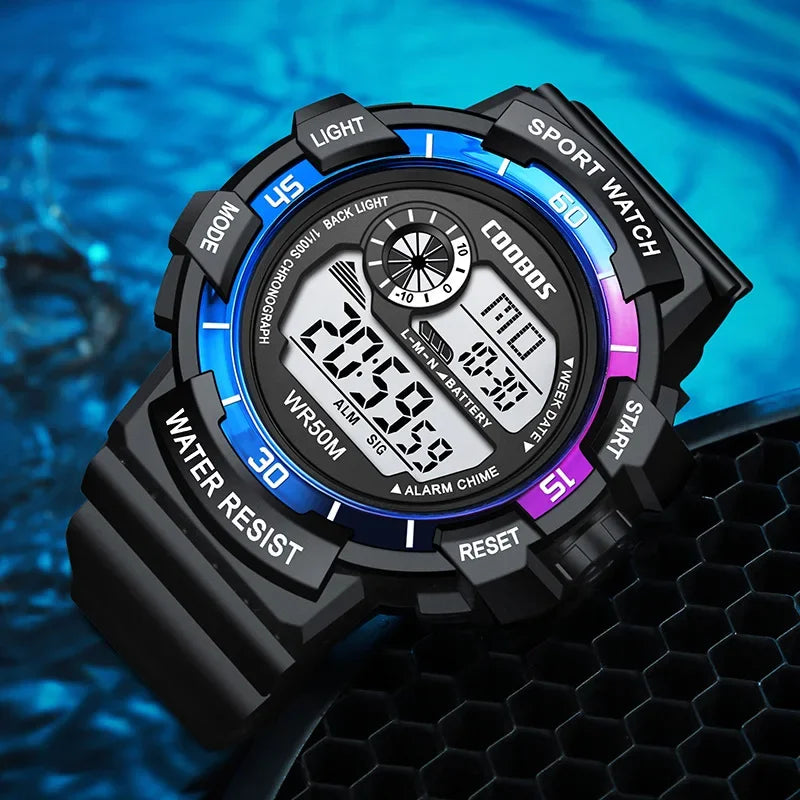 Orologio Digitale Uomo Sportivo Display LED Cinturino Silicone Quadrante 56 mm