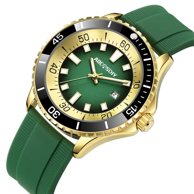 Orologio Uomo Moda Al Quarzo Con Data Cinturino Silicone Casual Elegante