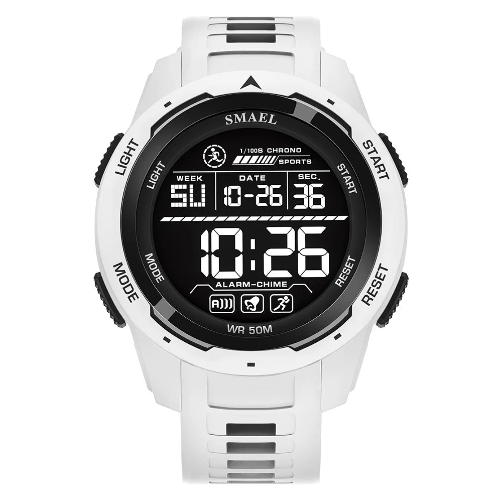 Orologio Digitale Uomo – LED, Sveglia, Cronometro, Impermeabile 5ATM In Gomma Rinforzata