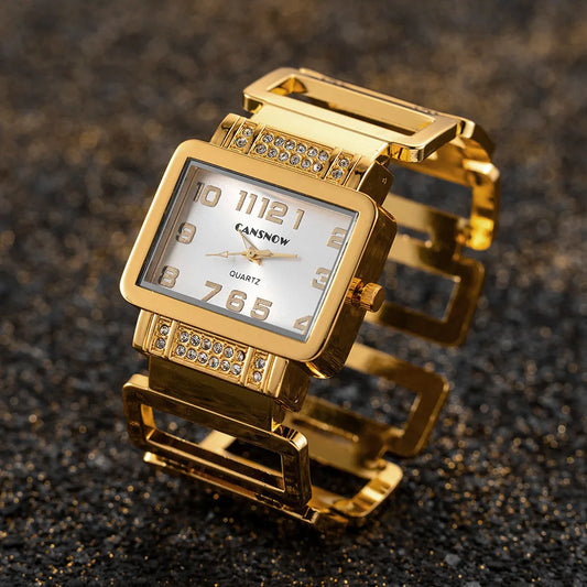 Orologio Donna a Bracciale Moda Al Quarzo Elegante Quadrante Rettangolare