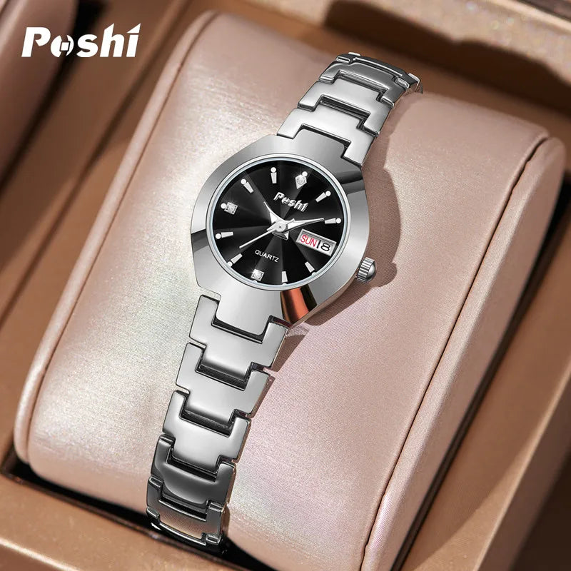 Orologio Donna con Data Elegante Cinturino Acciaio al Quarzo
