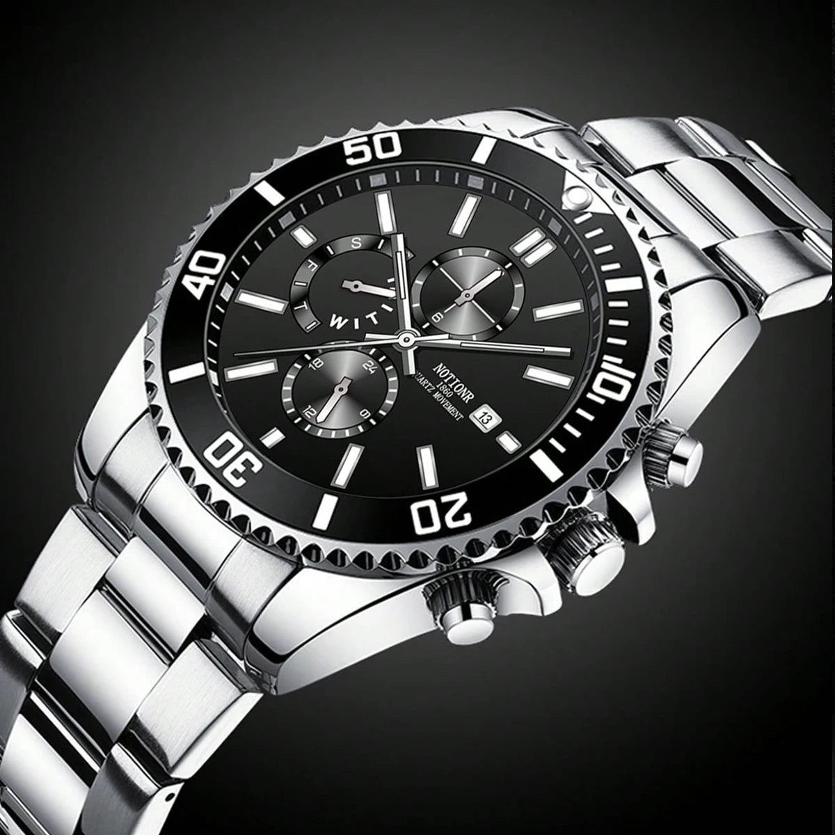 Orologio Uomo Acciaio Inox Quarzo – Elegante Data Quadrante 40 mm