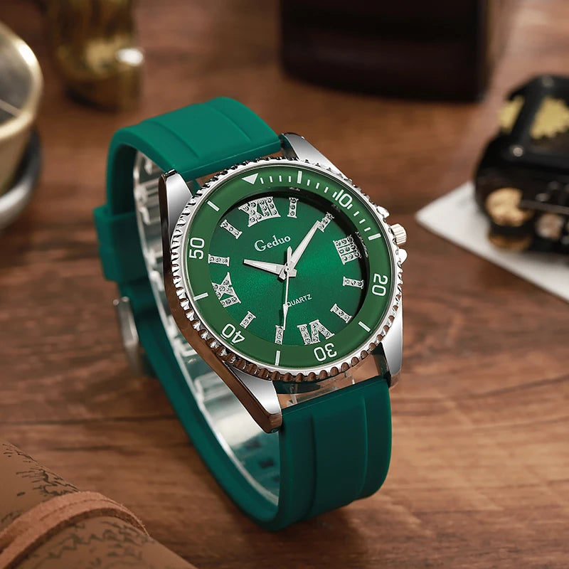 Orologio Uomo Business Al Quarzo Cinturino In Silicone Cassa Lega