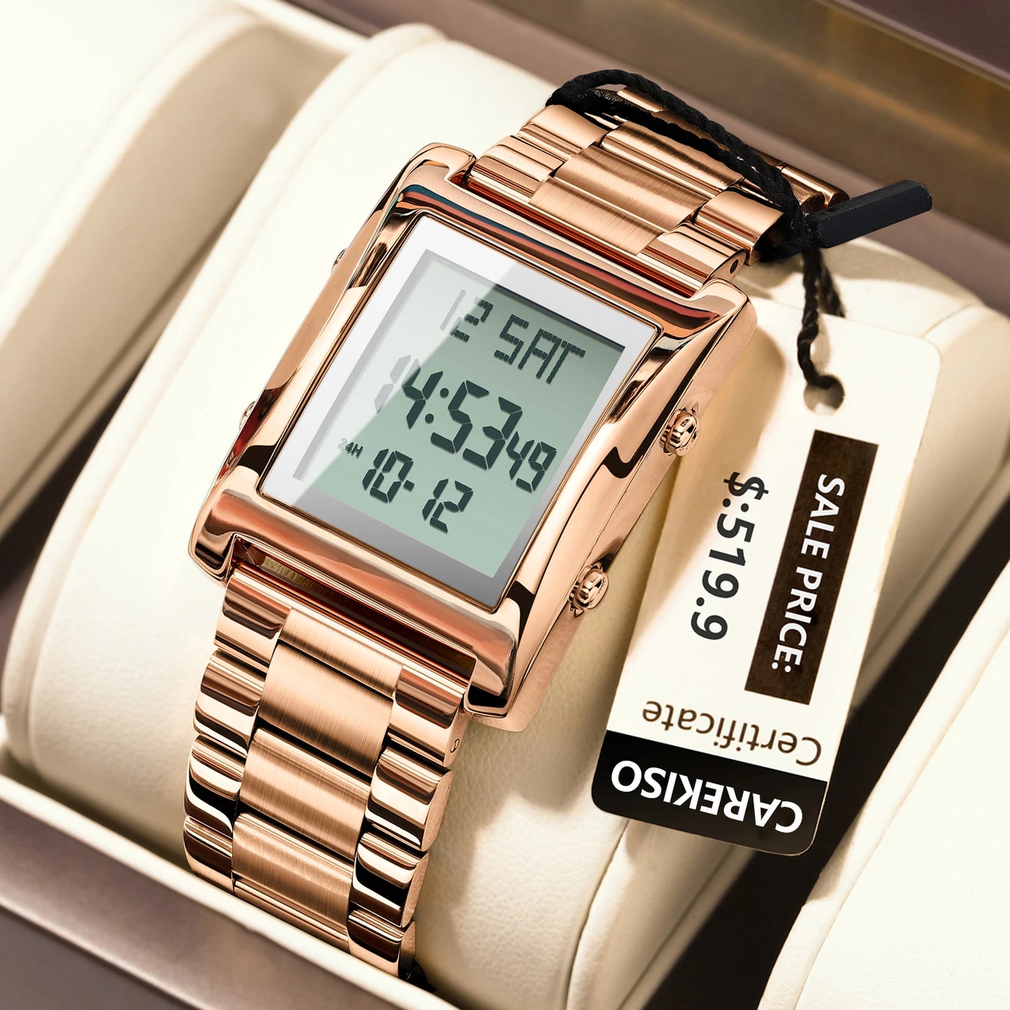 Orologio Uomo LED Digitale in Acciaio con Sveglia Cronografo Data Display Moda