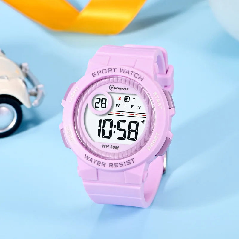 Orologio Sportivo Bambini Digitale In Gomma Con LED Sveglia Resistente All'Acqua