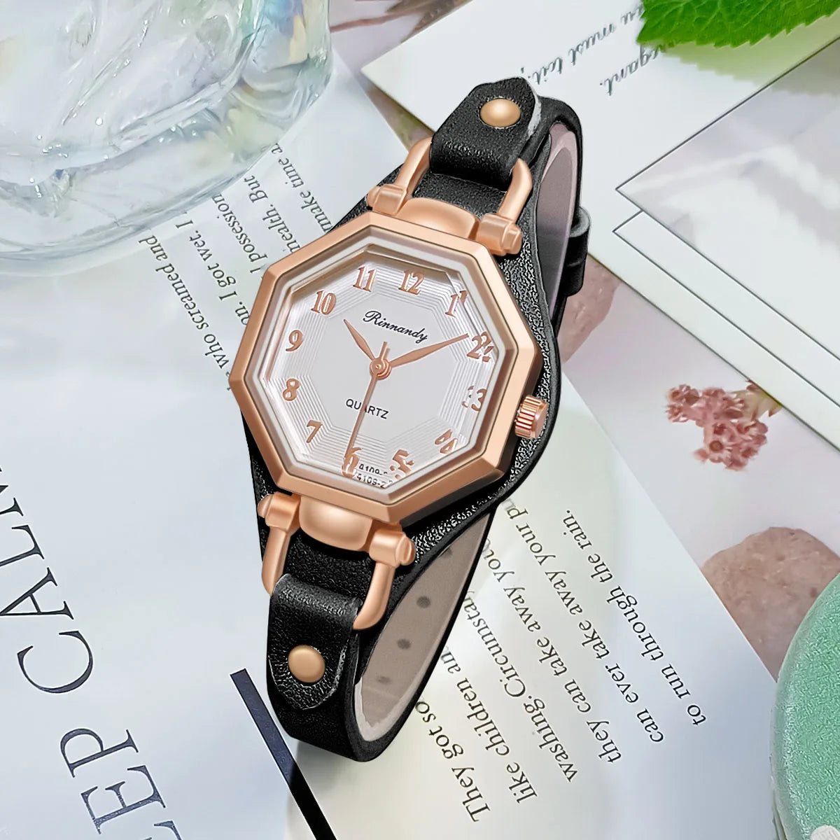 Orologio Donna Elegante Quarzo Analogico Cinturino Similpelle Stile Moda Casual