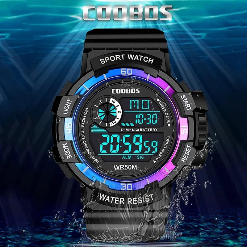 Orologio Digitale Uomo Sportivo Display LED Cinturino Silicone Quadrante 56 mm