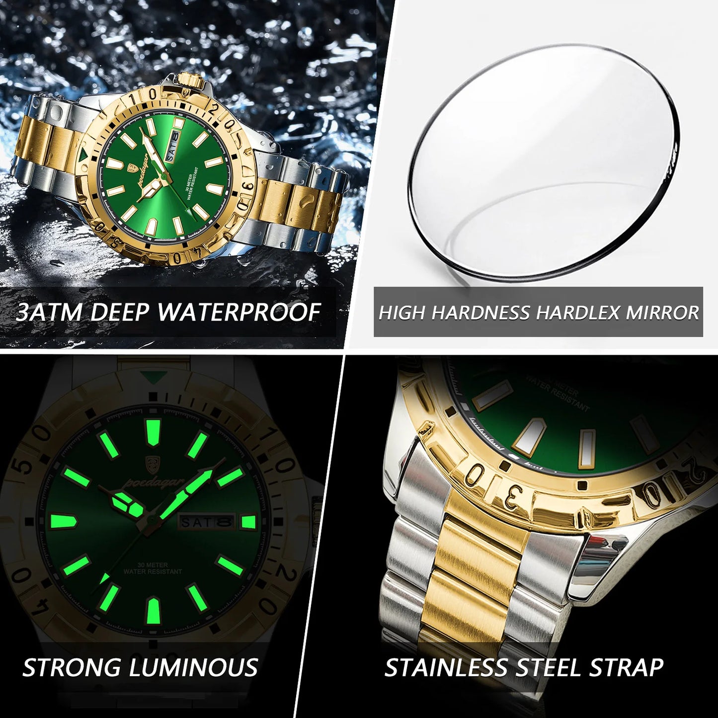 Orologio Uomo Quarzo Moda Casual Acciaio Data Lancette Luminose