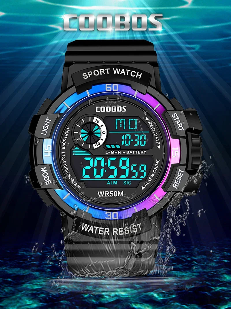 Orologio Digitale Uomo Sportivo Display LED Cinturino Silicone Quadrante 56 mm