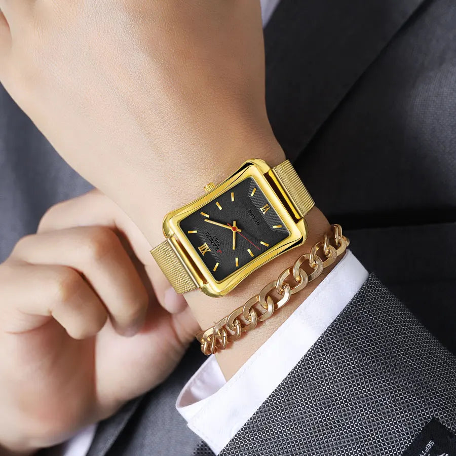 Orologio Uomo Elegante Quarzo Cinturino Maglia Acciaio