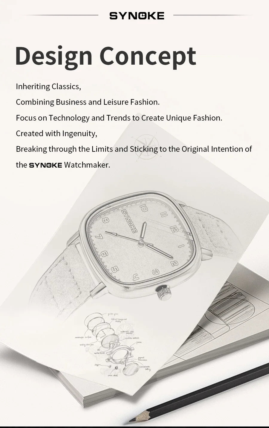 Orologio Uomo Elegante Quarzo Cinturino Similpelle Cassa Quadrata Moda Casual