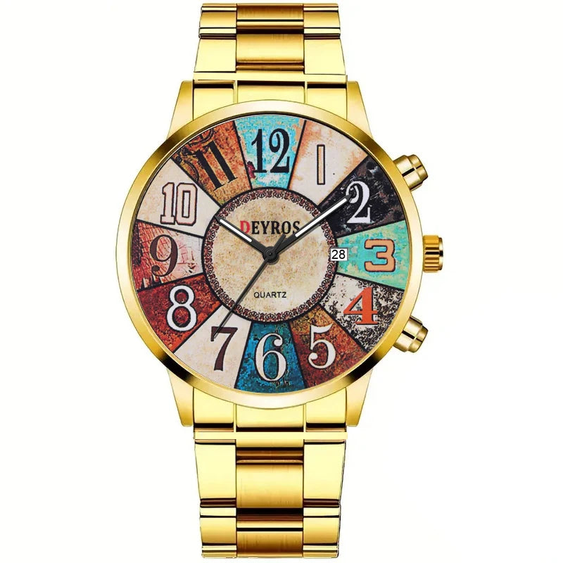 Orologio Uomo Moda al Quarzo Cinturino Acciaio Elegante Data