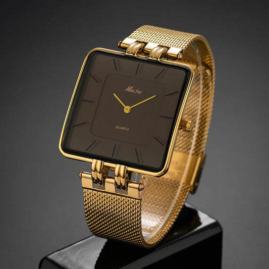 Orologio Uomo Donna Quarzo Acciaio Quadrato Elegante Business