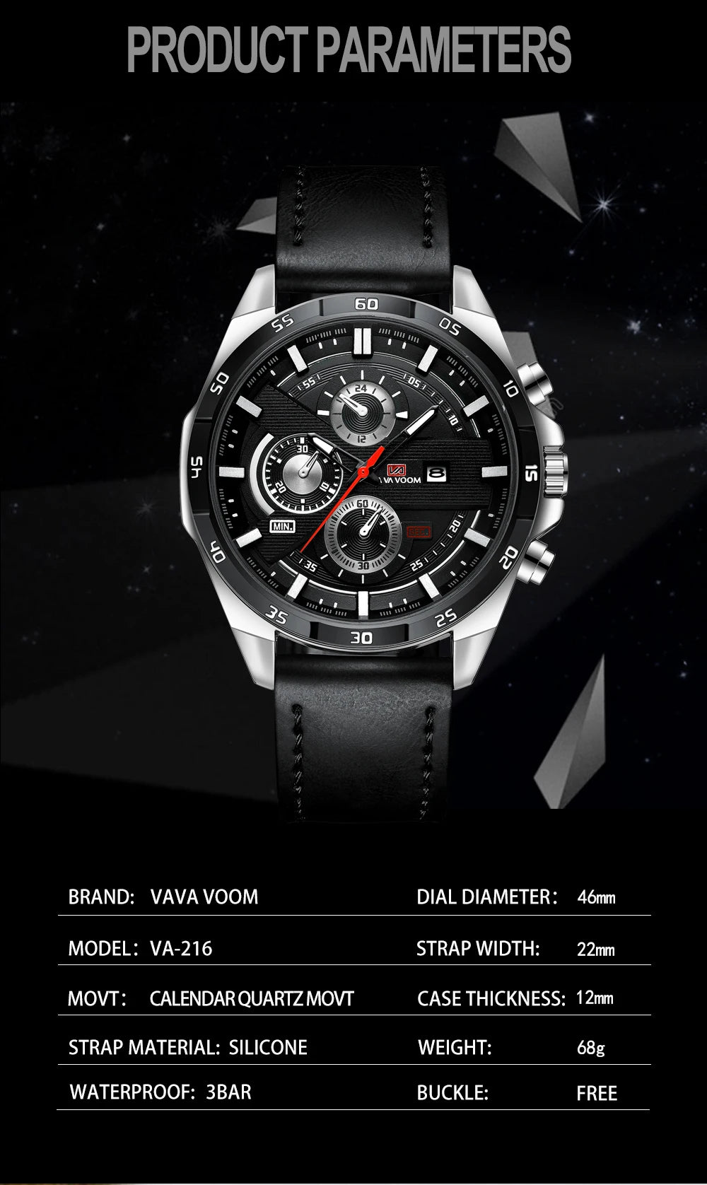 Orologio Uomo 46mm Quarzo - Cinturino SimilPelle o Acciaio, Elegante e Sportivo