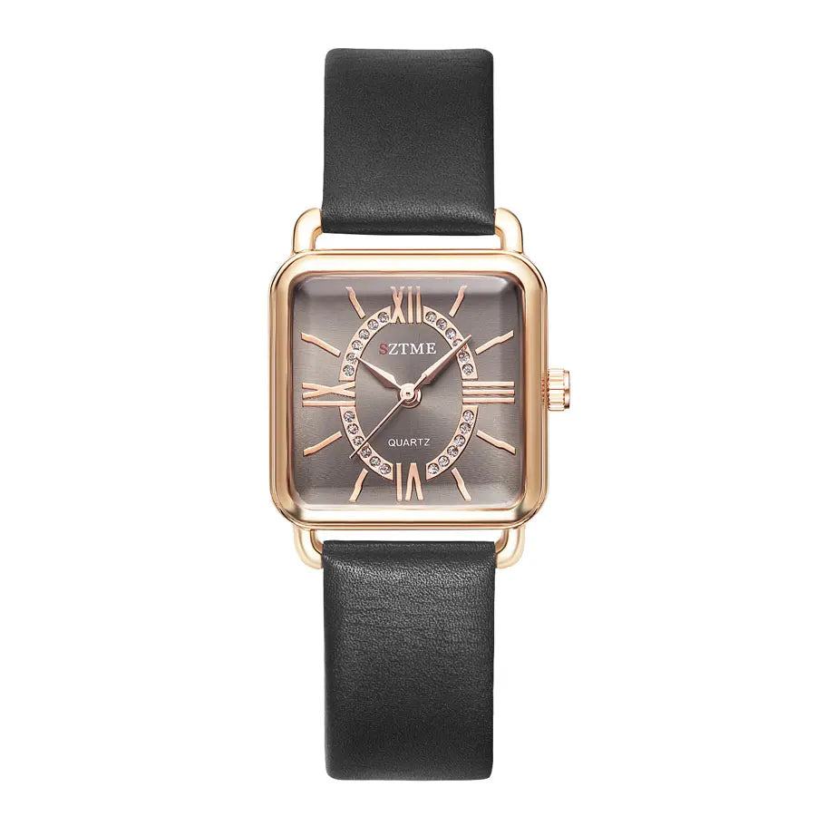 Orologio Donna Quarzo Similpelle Quadrante Quadrato 33mm Elegante
