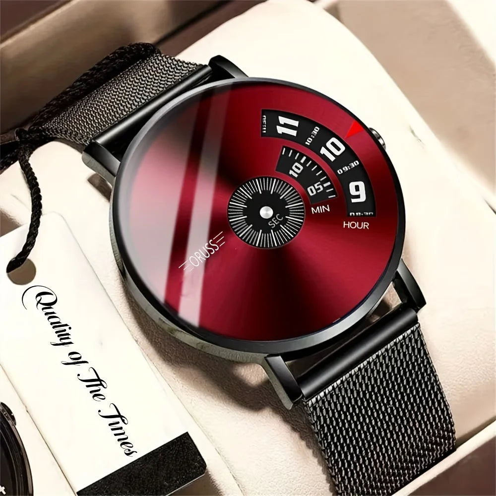 Orologio Uomo Moda al Quarzo Cassa Rotonda Cinturino in Lega Elegante