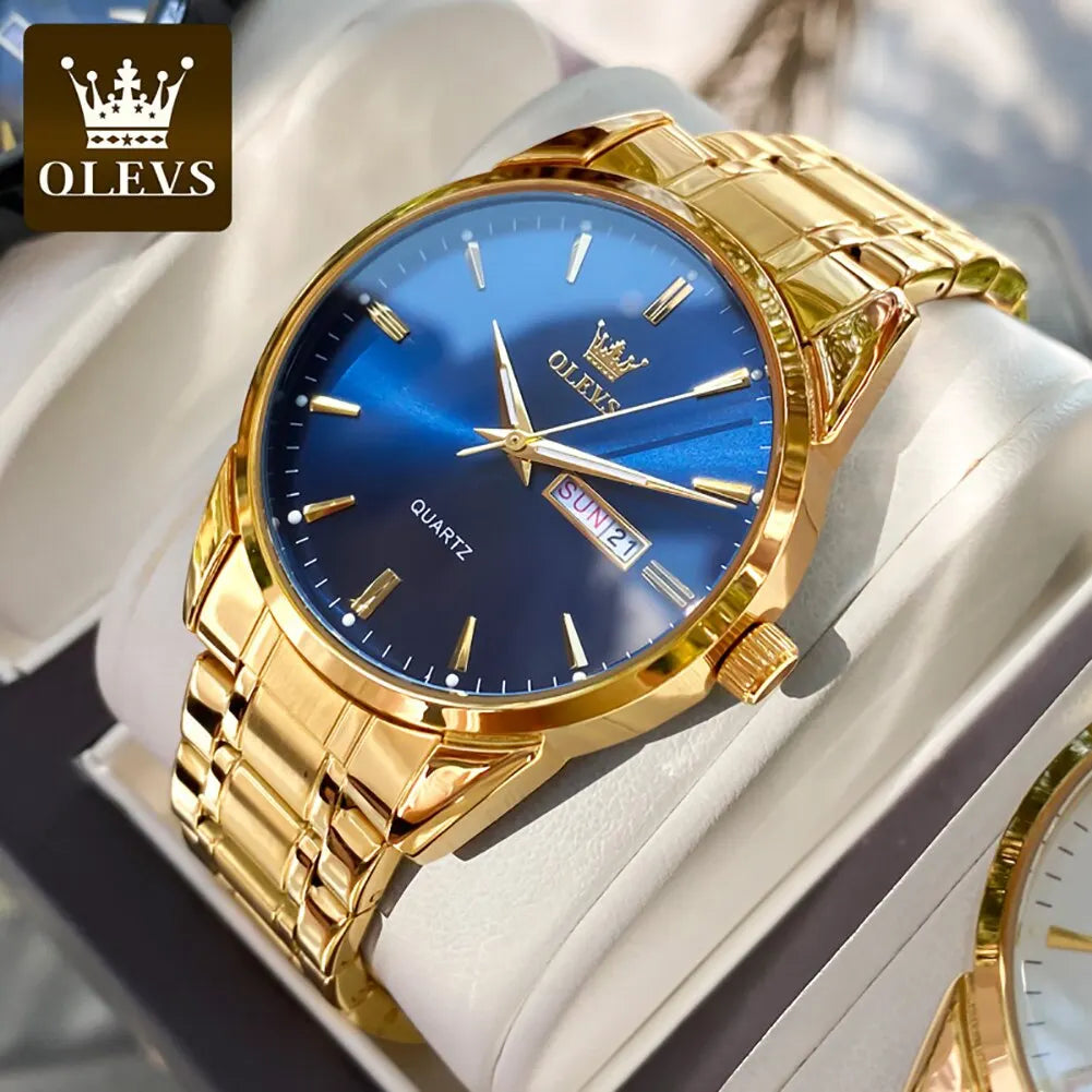 Orologio Uomo Acciaio al Quarzo con Data Lancette Luminose Elegante