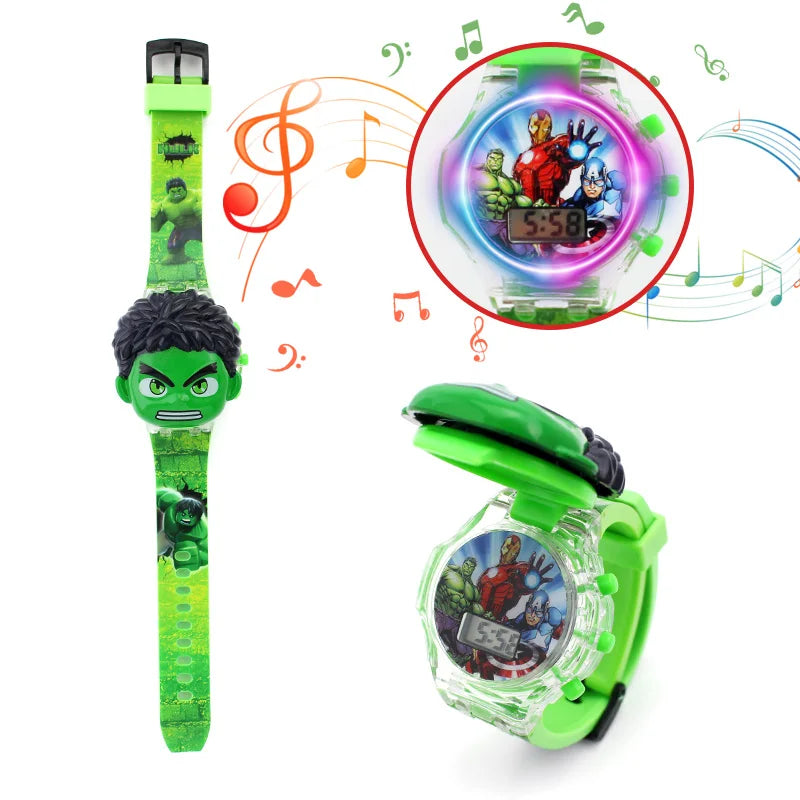 Orologio Bambini con Luci Colorate Supereroi Musicale Luminoso