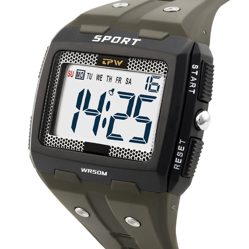 Orologio Digitale Uomo Sportivo LED Cronografo Sveglia