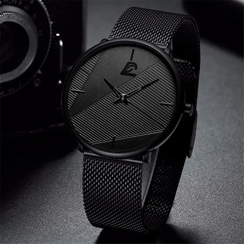 Orologio Uomo Ultra Sottile al Quarzo Cinturino Maglia Acciaio