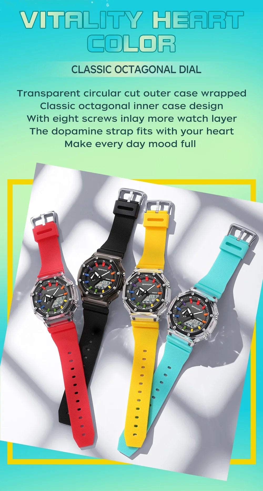 Orologio Digitale Uomo LED Antiurto Quarzo Sportivo Gomma Rinforzata Quadrante 46 mm