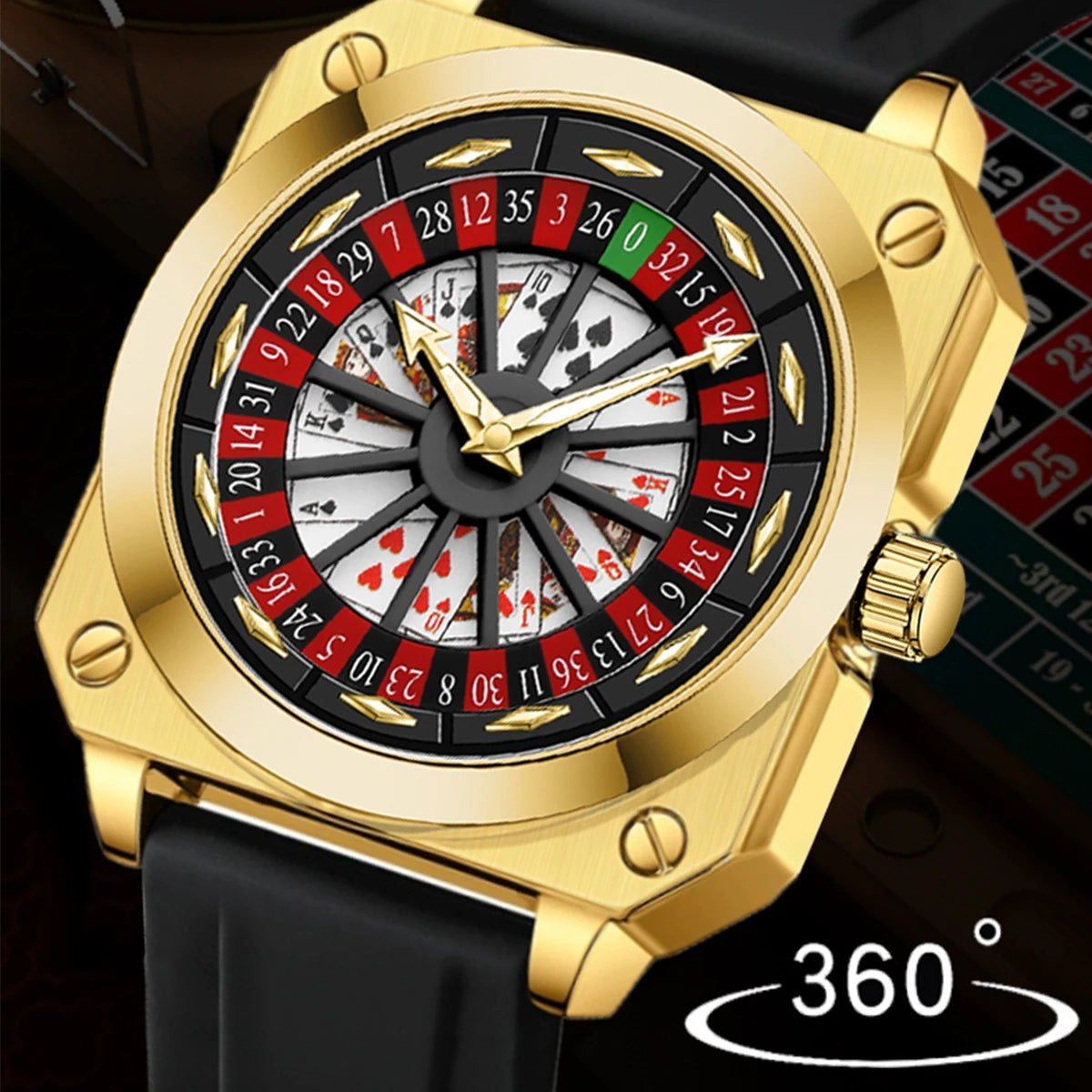 Orologio Uomo al Quarzo Quadrante 42mm Cassa Quadrata Cinturino Silicone