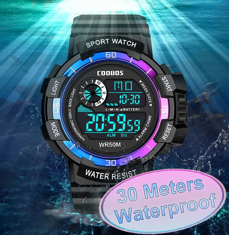 Orologio Digitale Uomo Sportivo Display LED Cinturino Silicone Quadrante 56 mm