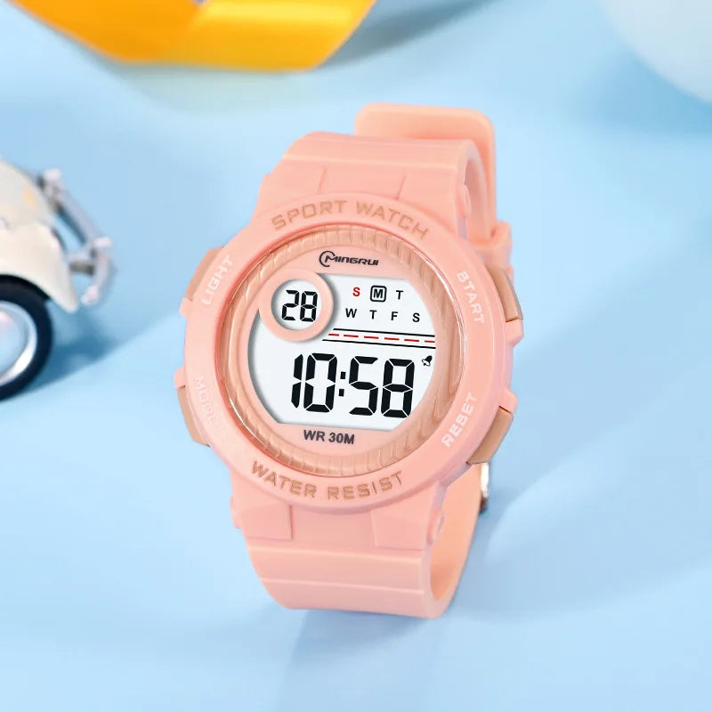 Orologio Sportivo Bambini Digitale In Gomma Con LED Sveglia Resistente All'Acqua
