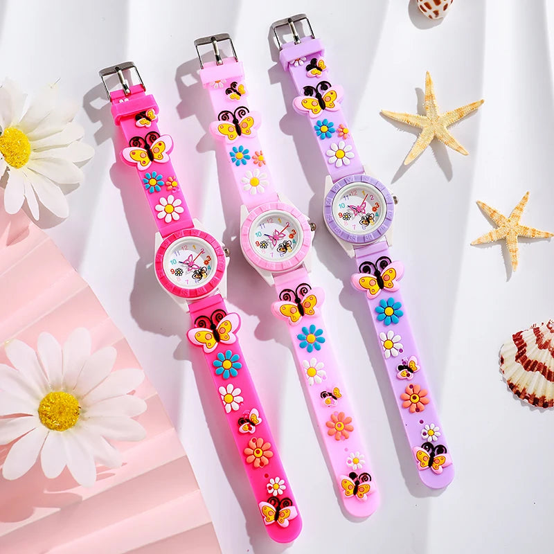 Orologio Bambina Quarzo Silicone Lancette Farfalla