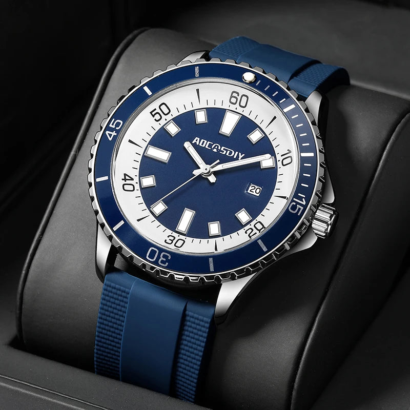 Orologio Uomo Moda Al Quarzo Con Data Cinturino Silicone Casual Elegante