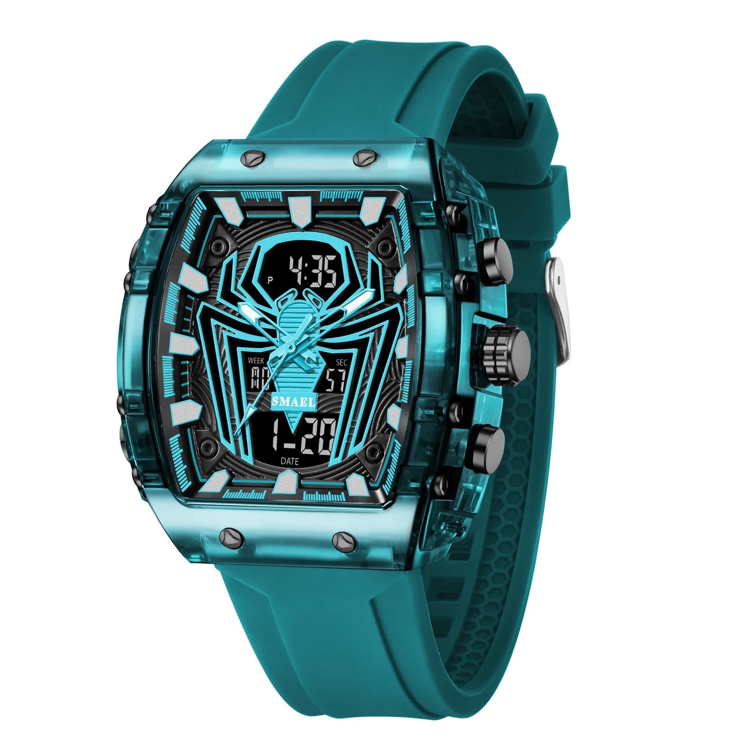 Orologio Digitale Uomo Sportivo LED Cronografo Doppio Display