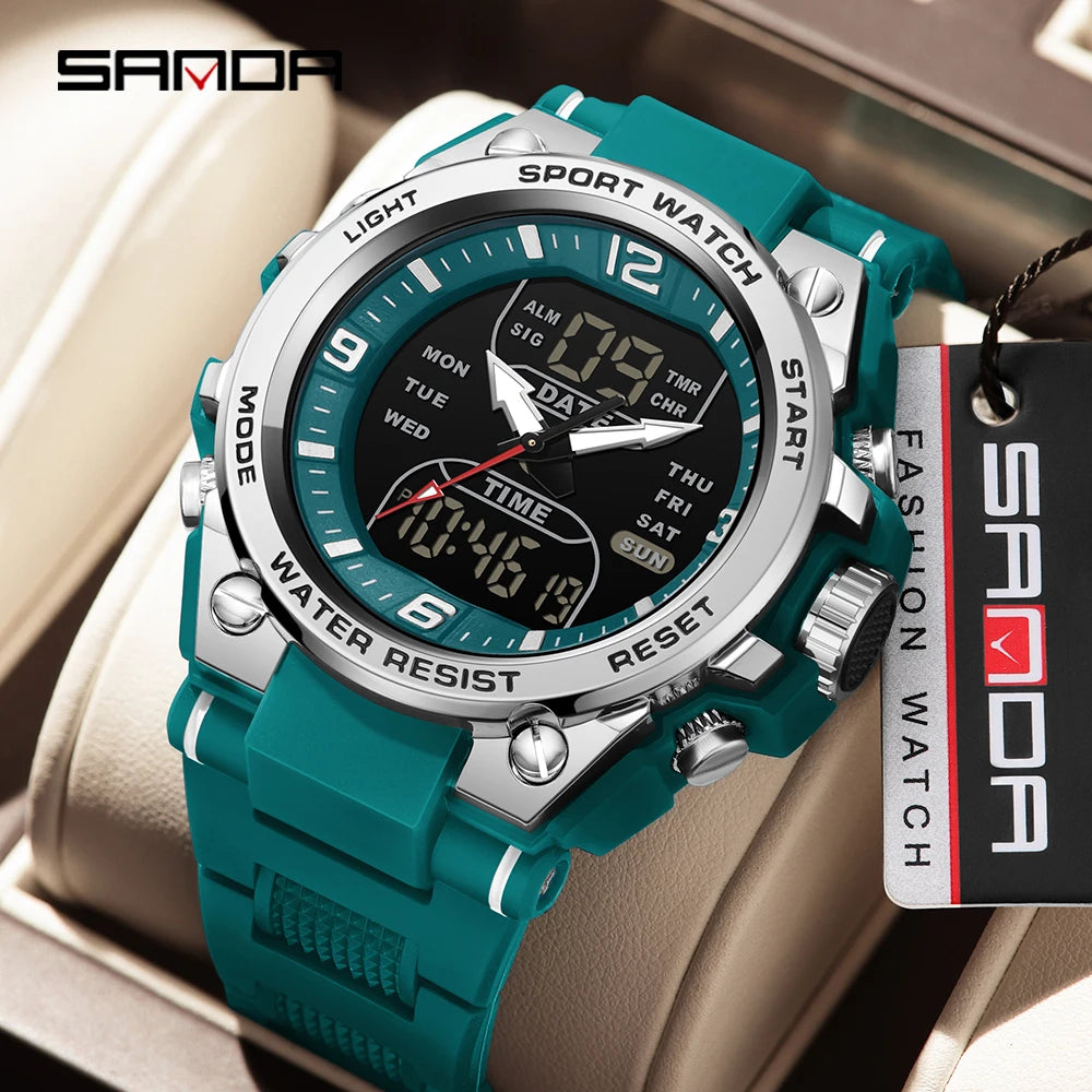 Orologio Sportivo Uomo Quarzo Analogico Digitale LED Cronografo