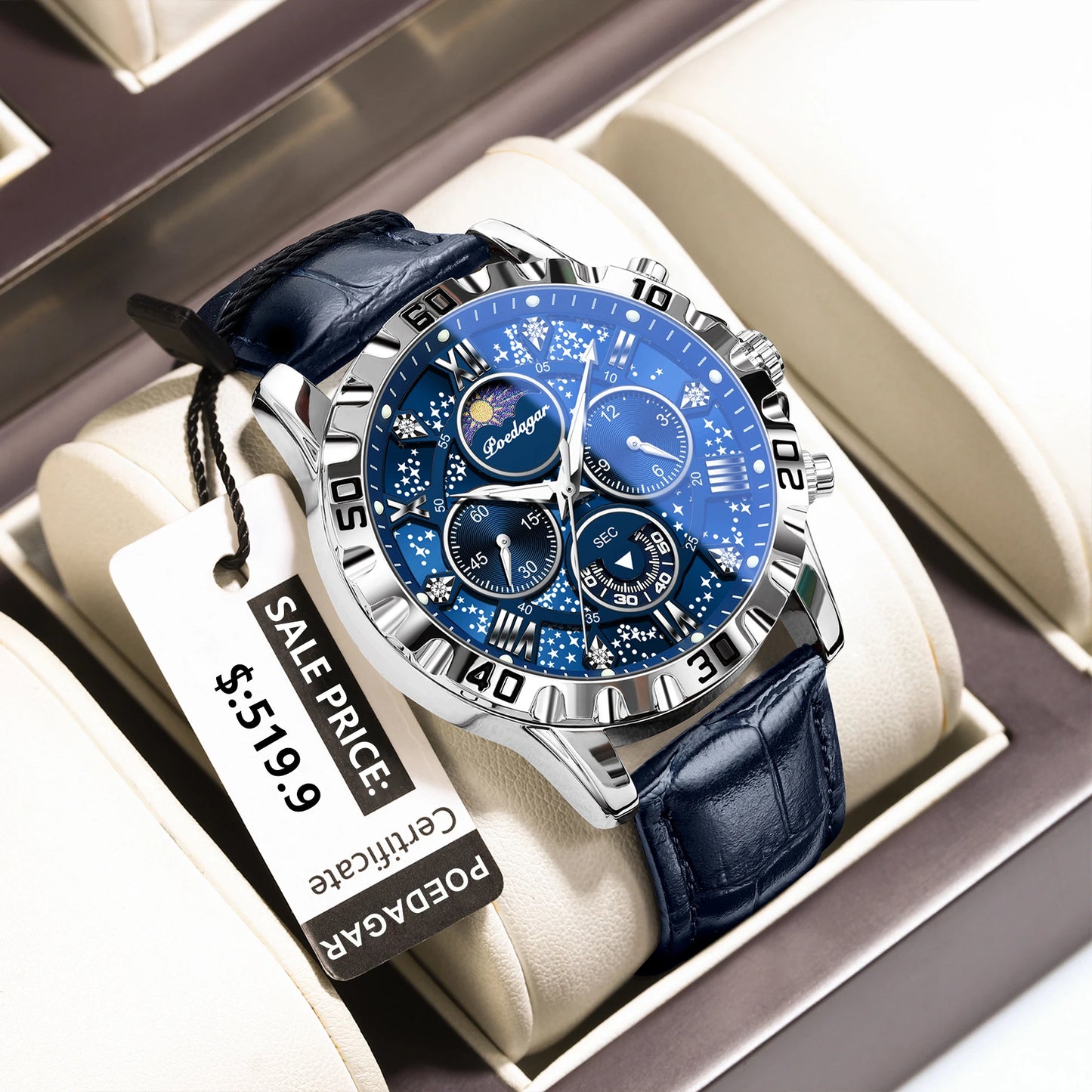 Orologio Uomo Sportivo Quarzo Cronografo Similpelle