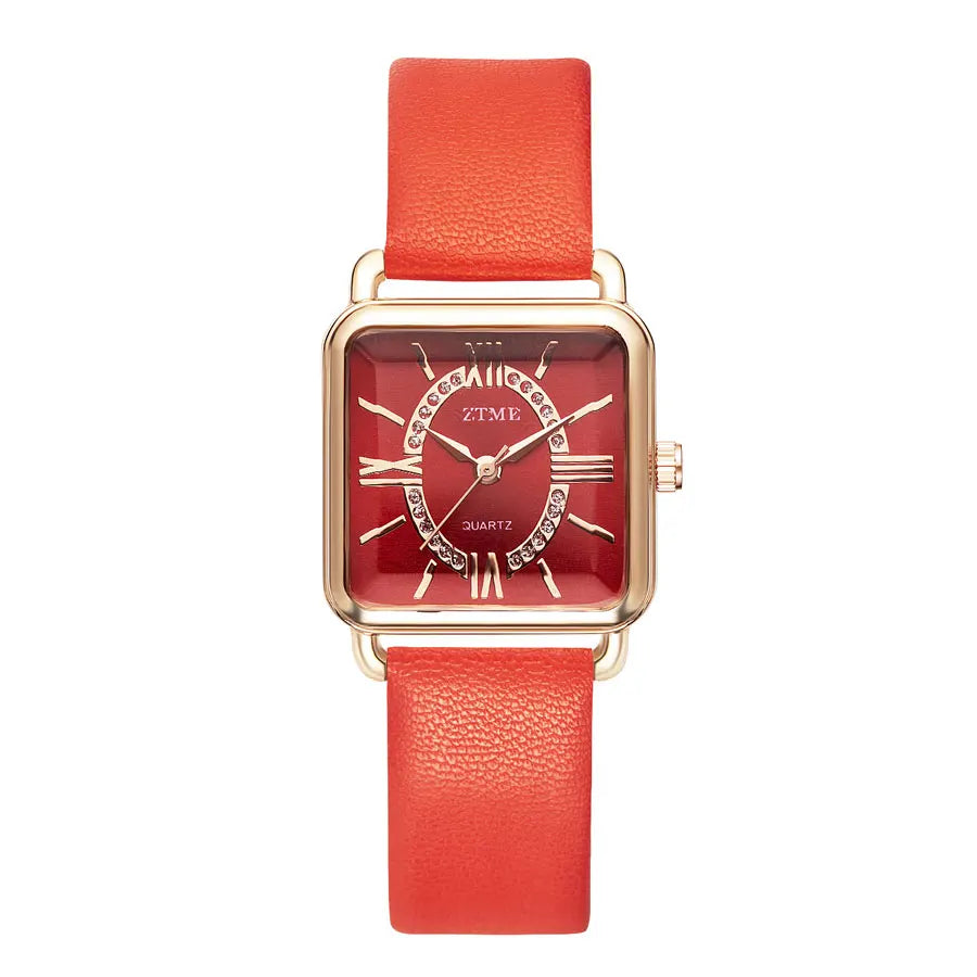 Orologio Donna Quarzo Similpelle Quadrante Quadrato 33mm Elegante