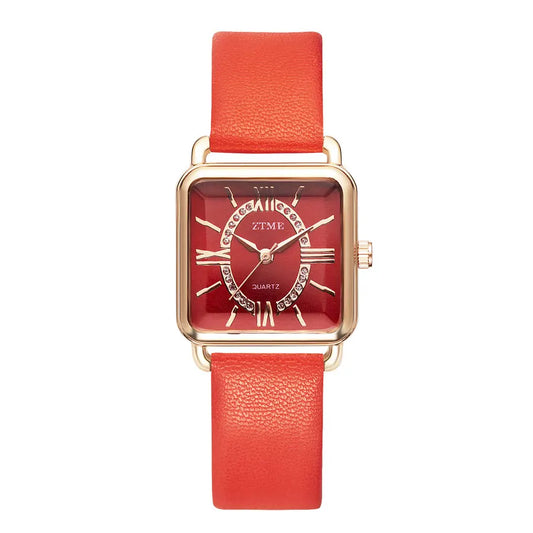 Orologio Donna Quarzo Similpelle Quadrante Quadrato 33mm Elegante