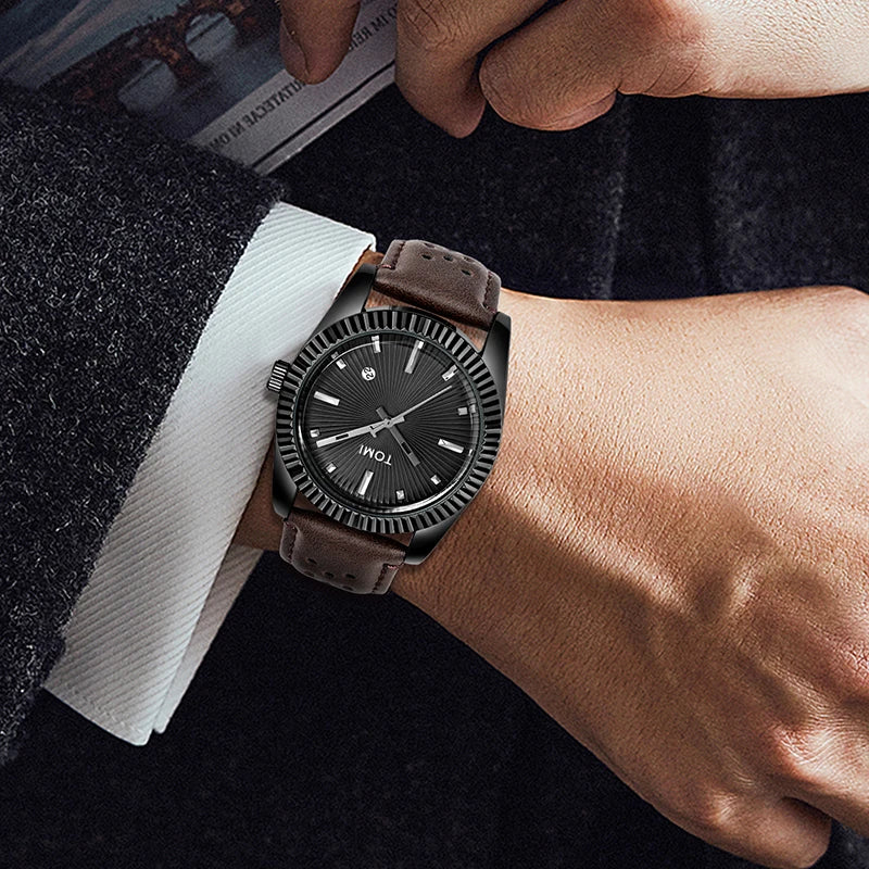 Orologio al Quarzo Uomo Classico & Casual Cinturino Similpelle Quadrante 42mm