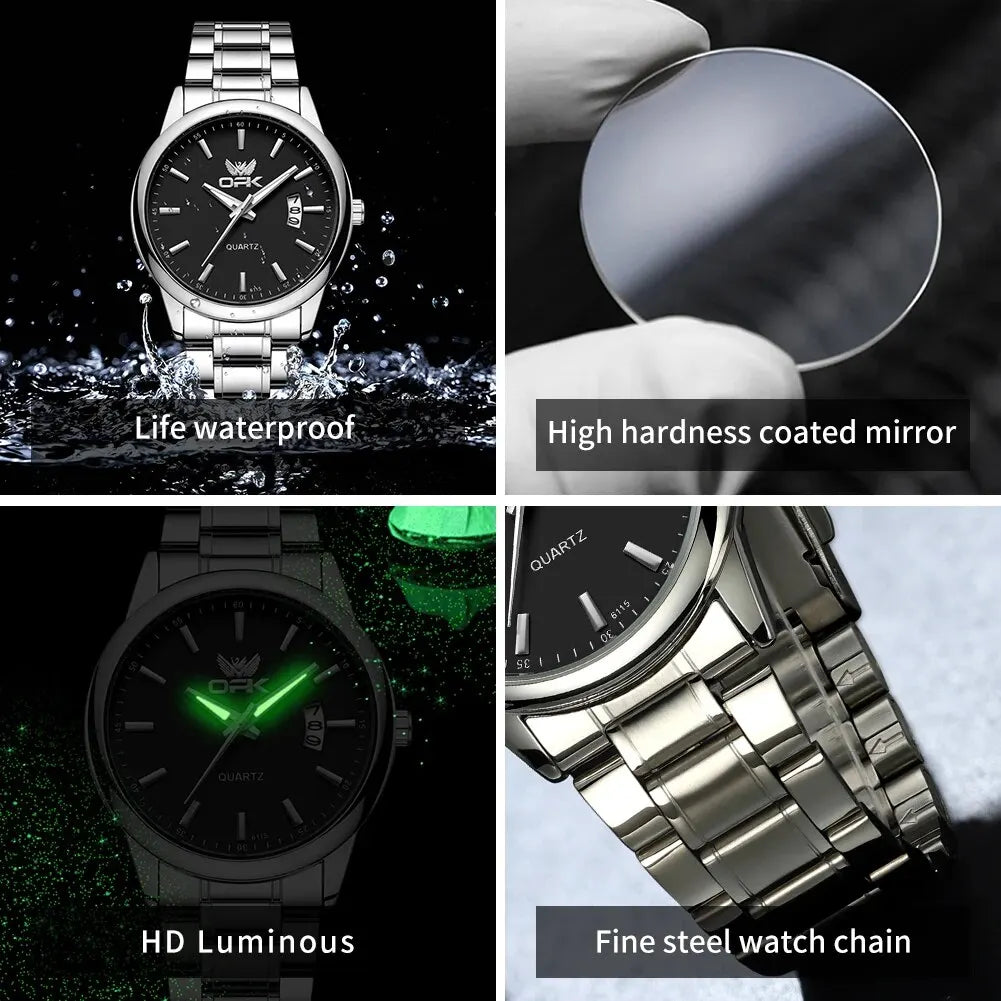 Orologio Uomo Quarzo Acciaio Inossidabile con Data Elegante Classico
